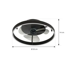 Lindby LED plafondventilator Momitu, zwart, stil, Ø 50 cm