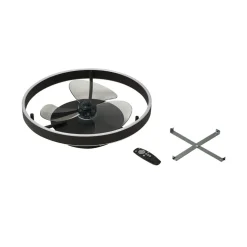 Lindby LED plafondventilator Momitu, zwart, stil, Ø 50 cm