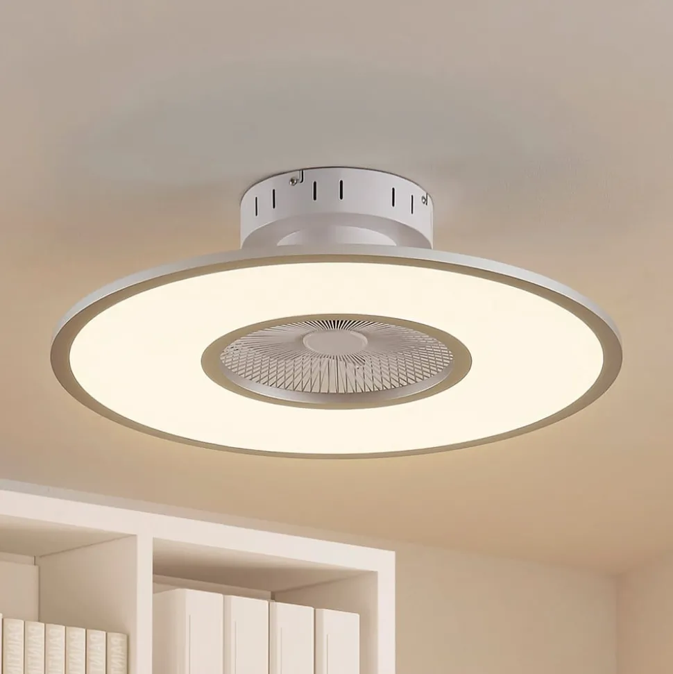 Lindby LED plafondventilator Romea, rond, DC, stil, 60 cm