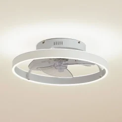 Lindby LED plafondventilator Momitu, wit, aluminium, Ø 50 cm