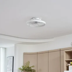Lindby LED plafondventilator Momitu, wit, aluminium, Ø 50 cm