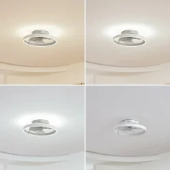 Lindby LED plafondventilator Momitu, wit, aluminium, Ø 50 cm