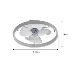 Lindby LED plafondventilator Momitu, wit, aluminium, Ø 50 cm