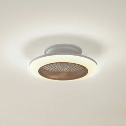 Lindby LED plafondventilator Mamuti, houtkleurig, stil, 55 cm