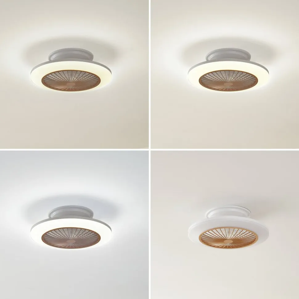 Lindby LED plafondventilator Mamuti, houtkleurig, stil, 55 cm