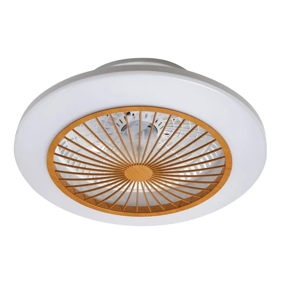 Lindby LED plafondventilator Mamuti, houtkleurig, stil, 55 cm