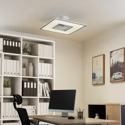 Lindby LED plafondventilator Romea, hoekig, DC, stil, 60 cm