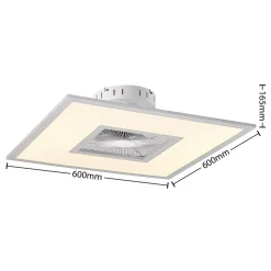 Lindby LED plafondventilator Romea, hoekig, DC, stil, 60 cm