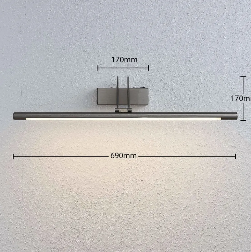 Lindby LED schilderij verlichting Mailine, 69 cm, nikkel, schakelaar