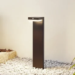 Lindby LED sokkellamp Eleazar, zwart, aluminium, sensor