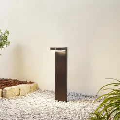 Lindby LED sokkellamp Eleazar, zwart, aluminium, sensor