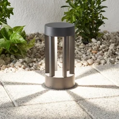 Lindby LED sokkellamp Jordis, 22 cm, antraciet, aluminium