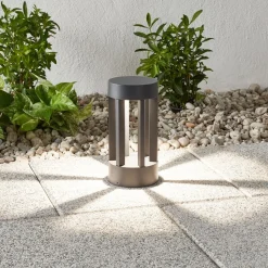 Lindby LED sokkellamp Jordis, 22 cm, antraciet, aluminium