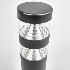 Lindby LED sokkellamp Lanea, 40cm, zwart, roestvrij staal, IP44