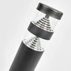 Lindby LED sokkellamp Lanea, 40cm, zwart, roestvrij staal, IP44