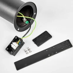 Lindby LED sokkellamp Lanea, 40cm, zwart, roestvrij staal, IP44