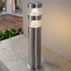 Lindby LED sokkellamp Lanea, 40 cm, grijs, roestvrij staal, IP44