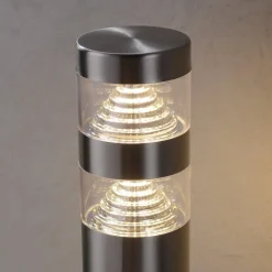 Lindby LED sokkellamp Lanea, 40 cm, grijs, roestvrij staal, IP44