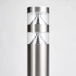 Lindby LED sokkellamp Lanea, 40 cm, grijs, roestvrij staal, IP44