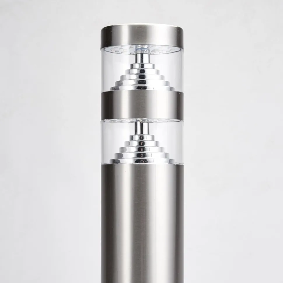 Lindby LED sokkellamp Lanea, 40 cm, grijs, roestvrij staal, IP44