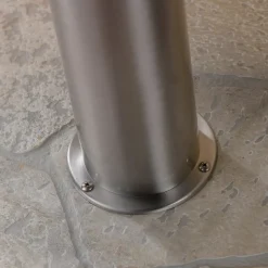 Lindby LED sokkellamp Lanea, 40 cm, grijs, roestvrij staal, IP44