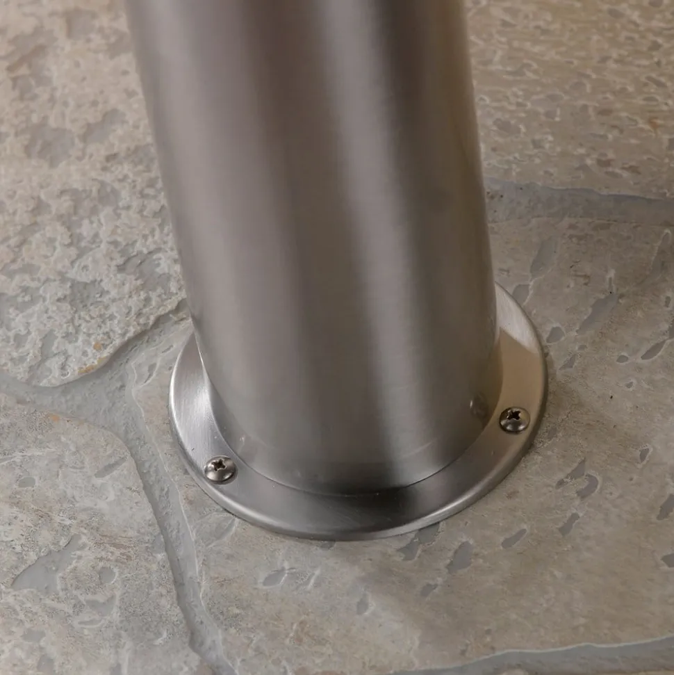 Lindby LED sokkellamp Lanea, 40 cm, grijs, roestvrij staal, IP44