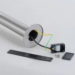 Lindby LED sokkellamp Lanea, 40 cm, grijs, roestvrij staal, IP44