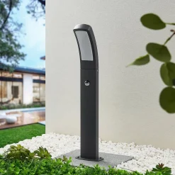 Lindby LED sokkellamp Moshe, 60 cm, antraciet, sensor