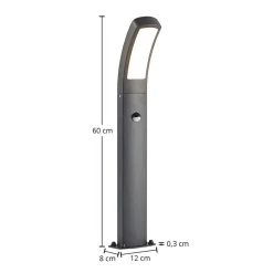 Lindby LED sokkellamp Moshe, 60 cm, antraciet, sensor