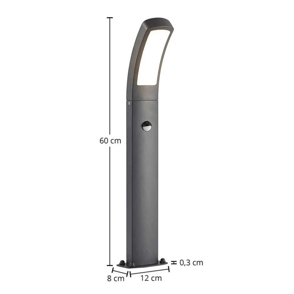 Lindby LED sokkellamp Moshe, 60 cm, antraciet, sensor