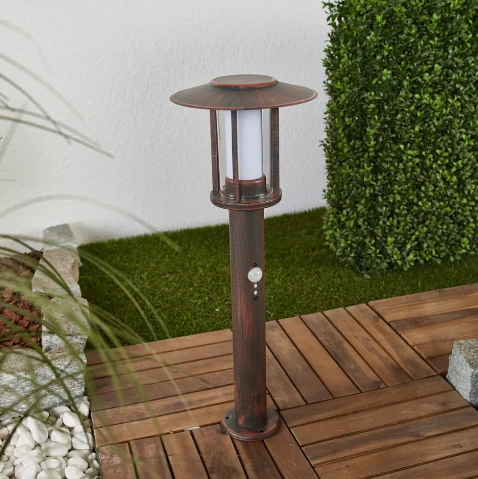 Lindby LED sokkellamp Pavlos, 55 cm, roestkleurig, sensor