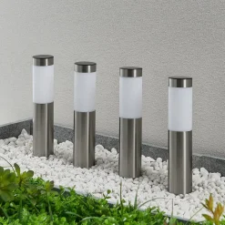 Lindby LED sokkellamp, set van 4, grondspies, 31 cm, IP44