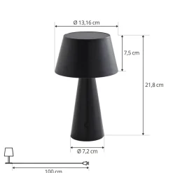 Lindby LED solar tafellamp Lirinor zwart kunststof 13 cm