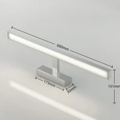 Lindby LED spiegellamp Jukka, 60 cm, chroom, metaal, IP44