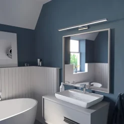 Lindby LED spiegellamp Jukka, 90 cm, chroom, metaal, IP44