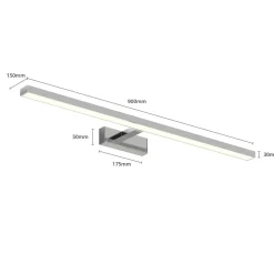 Lindby LED spiegellamp Jukka, 90 cm, chroom, metaal, IP44