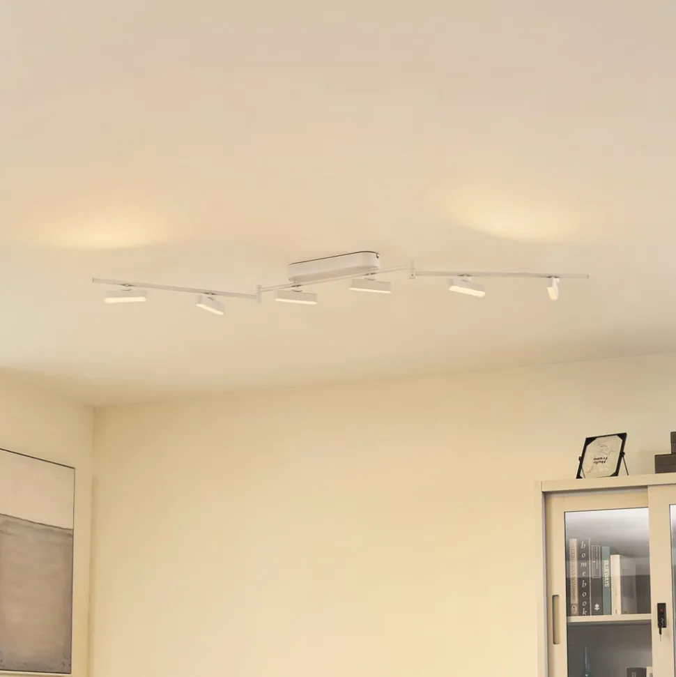 Lindby LED spot Eldrin, wit, 6-lamps, lichtstrip