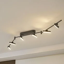 Lindby LED spot Eldrin, zwart, 6-lamps, lichtstrip