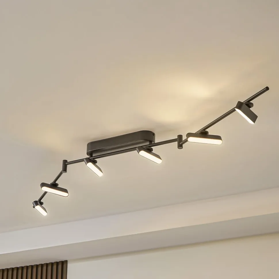 Lindby LED spot Eldrin, zwart, 6-lamps, lichtstrip