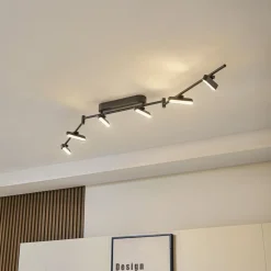 Lindby LED spot Eldrin, zwart, 6-lamps, lichtstrip