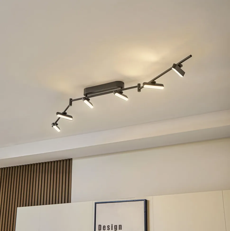 Lindby LED spot Eldrin, zwart, 6-lamps, lichtstrip