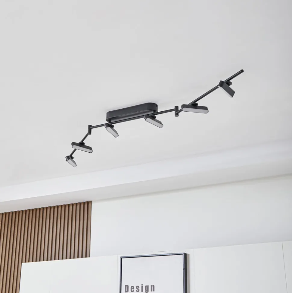 Lindby LED spot Eldrin, zwart, 6-lamps, lichtstrip