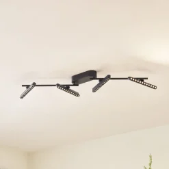 Lindby LED spot Eldrin, zwart, 4-lamps, lichtpunten