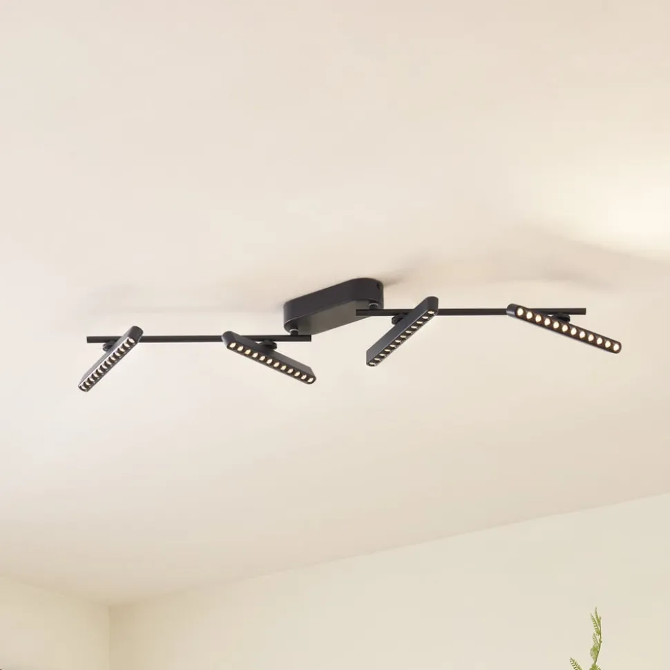 Lindby LED spot Eldrin, zwart, 4-lamps, lichtpunten