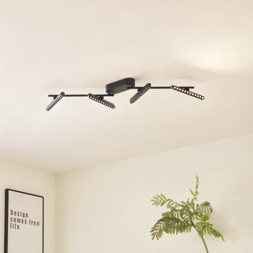 Lindby LED spot Eldrin, zwart, 4-lamps, lichtpunten