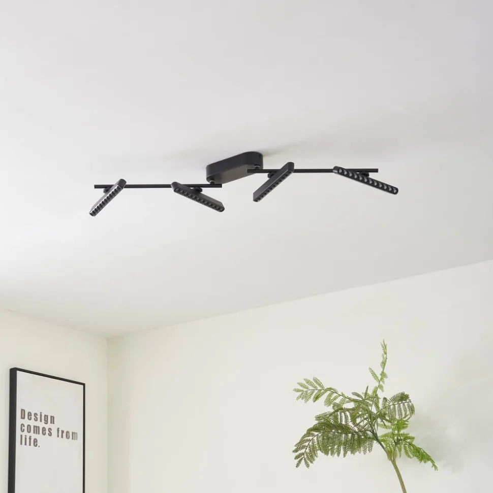 Lindby LED spot Eldrin, zwart, 4-lamps, lichtpunten