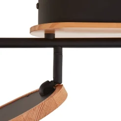 Lindby LED spot Manel, hout, 152 cm lang, 6-lamps