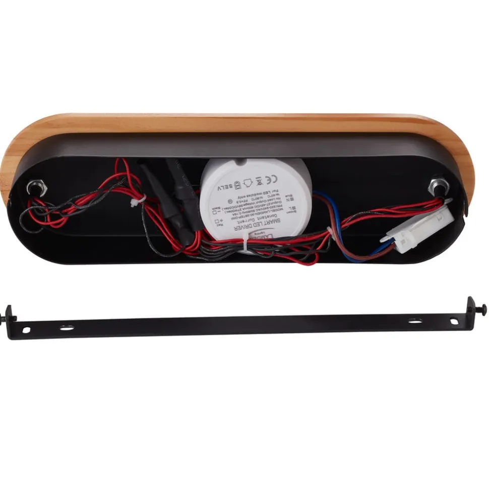 Lindby LED spot Manel, hout, 152 cm lang, 6-lamps