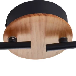 Lindby LED spot Manel, hout, 84 cm lang, 4-lamps