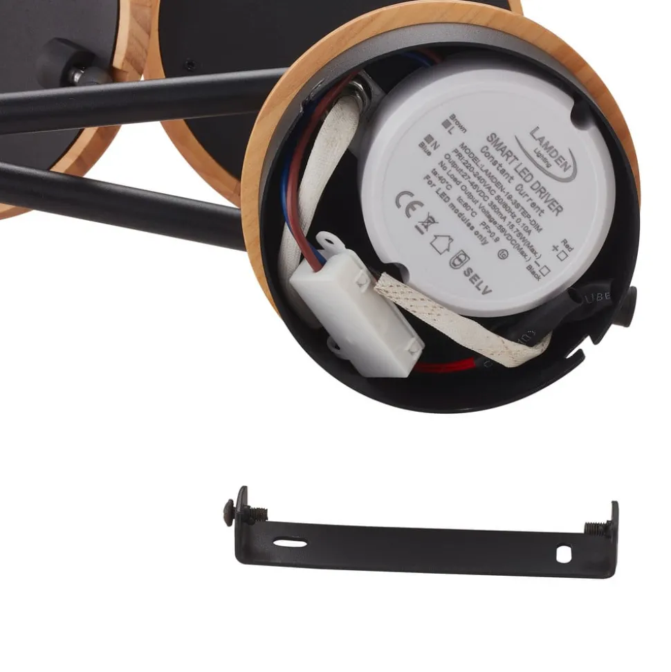 Lindby LED spot Manel, hout, 84 cm lang, 4-lamps